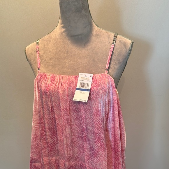 Michael Kors Pink Tiered Sundress with silver chain straps NWT XL - Picture 5 of 16